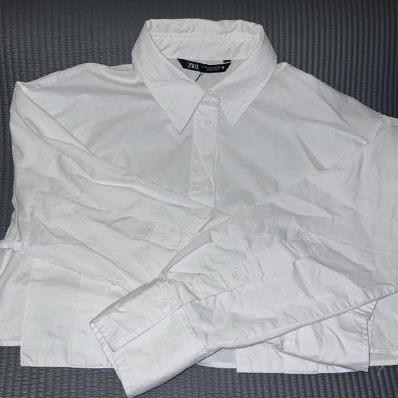 Zara Cotton Double Pocket Cropped Shirt - Picture 6 of 16